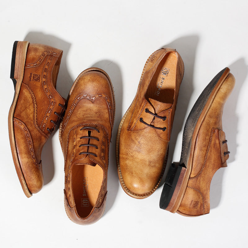 New Retro Brogue Leather Shoes Men's Casual Carving