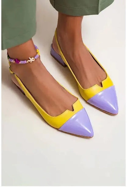 Spring 2024 Summer New Women's Shoes Pointed Flat Bottom Pumps Color Matching Low Heel Shoes