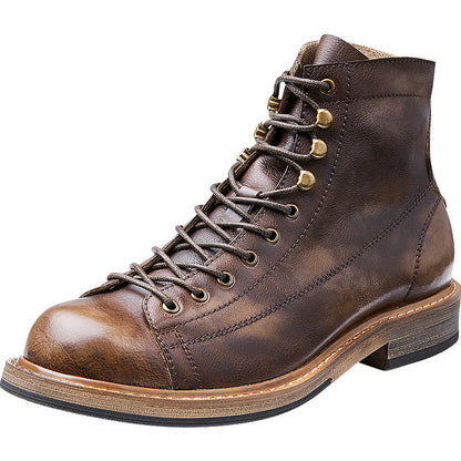 Men's Summer High Top Leather Vintage Leather Martin Boots