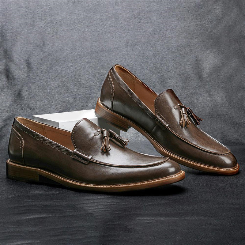 Men slip on Shoes Leather Loafers Business Formal Shoes