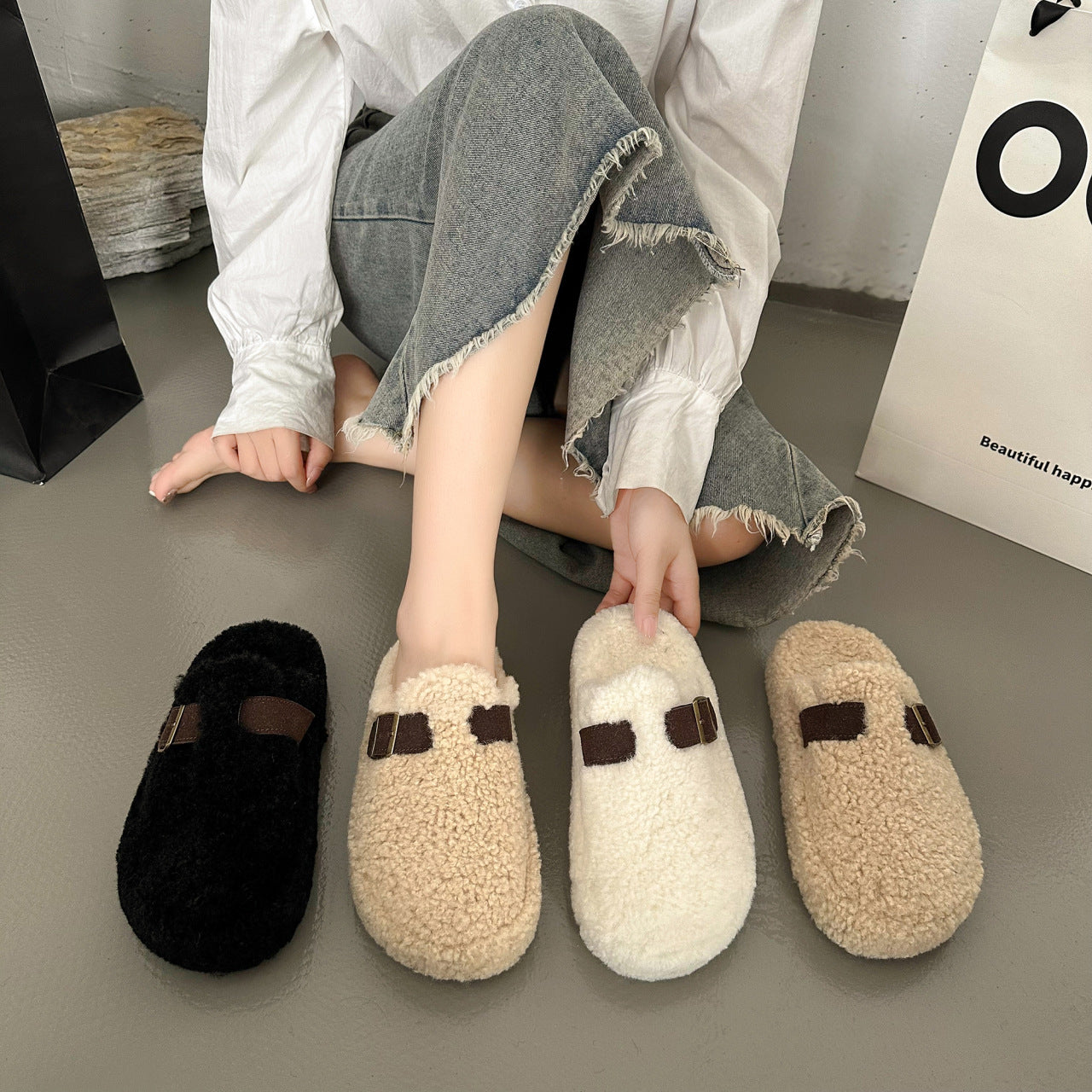 Women's Thick-soled Slip-on Closed Toe Half Slippers