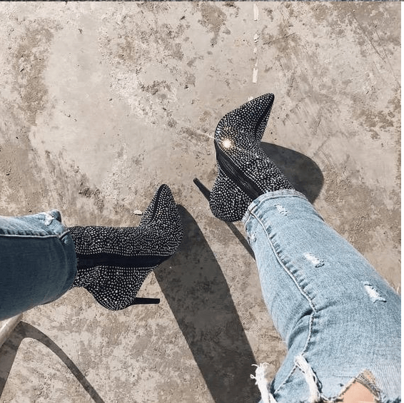 Sparkle Pointed High Heel Boots