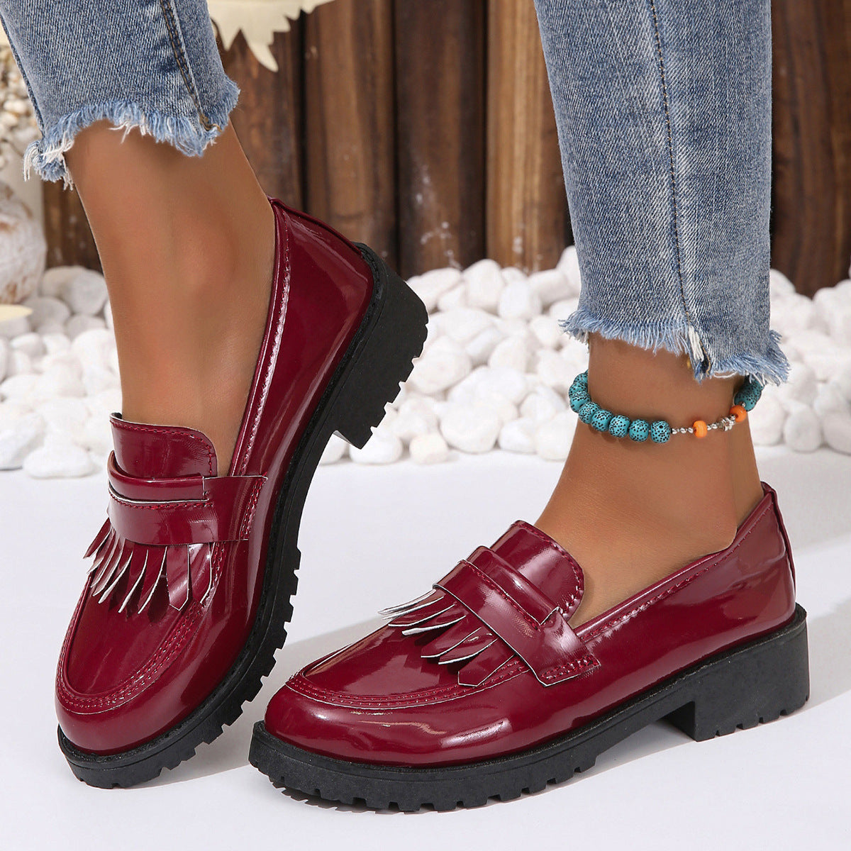 Women’s Fashion Vintage Patent Leather Shiny Shoes