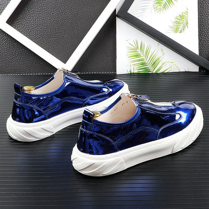 Bright leather paint low-top shoes