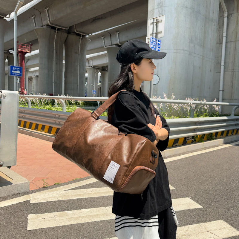 Large Capacity Simple Leather Duffle Bag