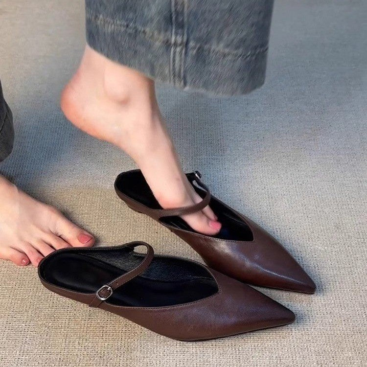 Women's Retro Pointed-Toe Versatile Simple Half Slippers