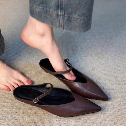 Women's Retro Pointed-Toe Versatile Simple Half Slippers