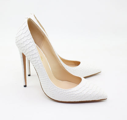 Pointed snake leather women high heels
