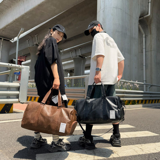 Large Capacity Simple Leather Duffle Bag