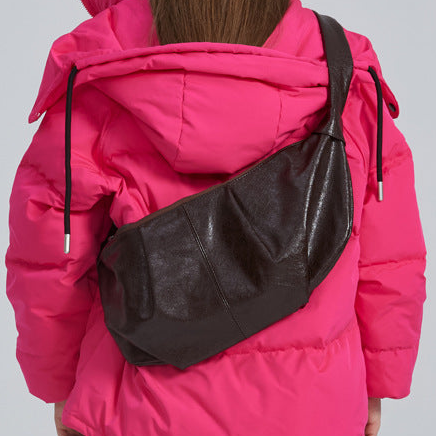 Large-capacity Retro French-style Niche Crossbody Bag A Croissant-shaped Pleated Bag