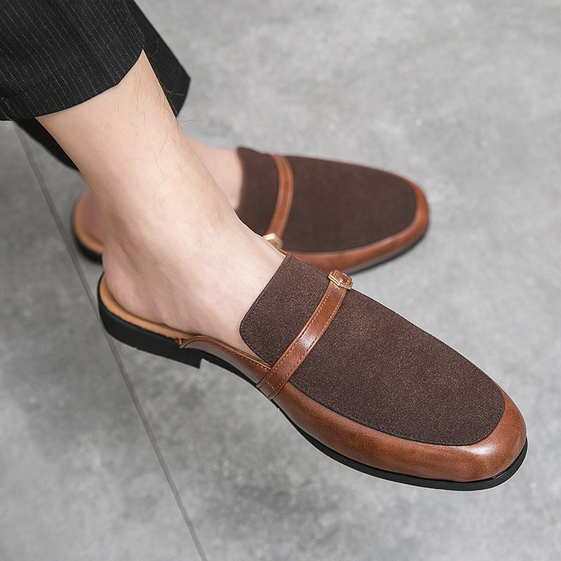 Men's British Half Leather Slippers