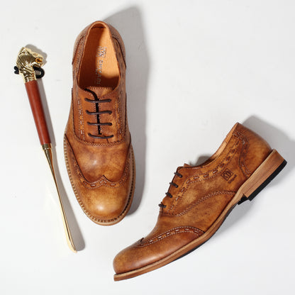 New Retro Brogue Leather Shoes Men's Casual Carving
