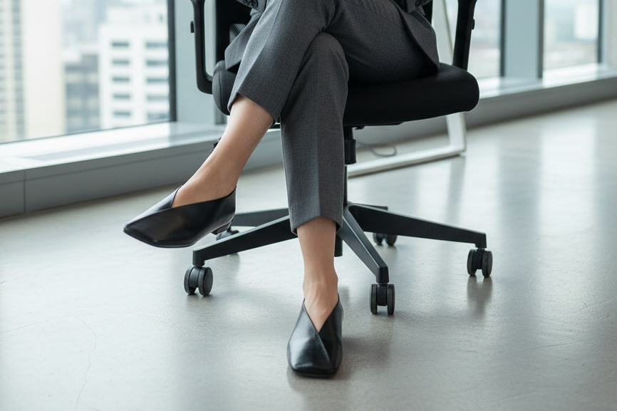 Womens Niche French-Style Genuine Leather V-Neck Square-Toe Flat Shoes