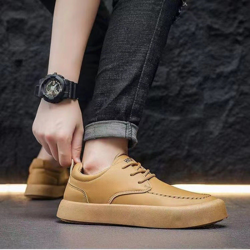 Casual Shoes Lace-up Lightweight Sole Leather Breathable Leather Shoes For Men