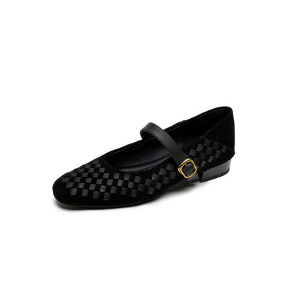 Shallow-toe Leather Shoes Mary Jane Shoes With A Single Strap for Women