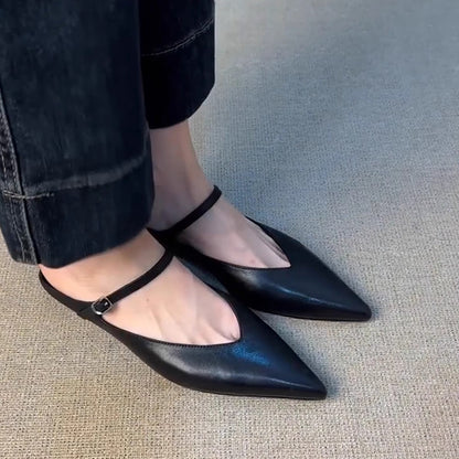 Women's Retro Pointed-Toe Versatile Simple Half Slippers