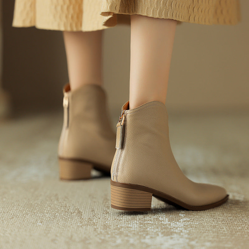 حذاء بسيط بلون خالص وأحذية الكاحل عارية للنساء