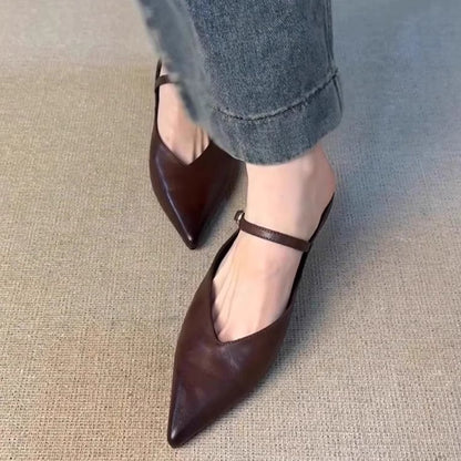 Women's Retro Pointed-Toe Versatile Simple Half Slippers