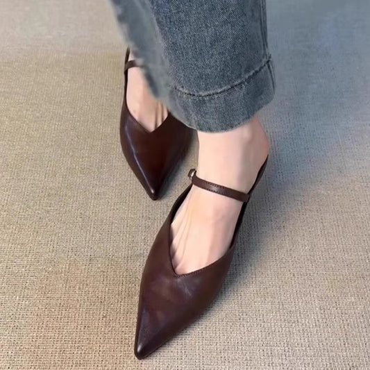 Women's Retro Pointed-Toe Versatile Simple Half Slippers