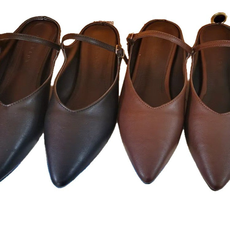 Women's Retro Pointed-Toe Versatile Simple Half Slippers