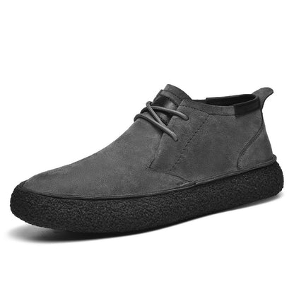 Matte Leather Mercerized Suede Leather Mid-top Board Men’s Shoes