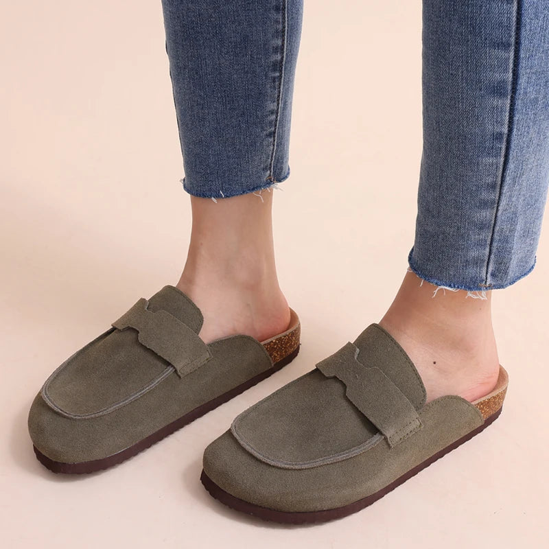 New 2024 Women Clogs For Women Fashion Cork Suede Mules Slipper Classic Cork Antislip For Outdoor Slippers With Arch Support