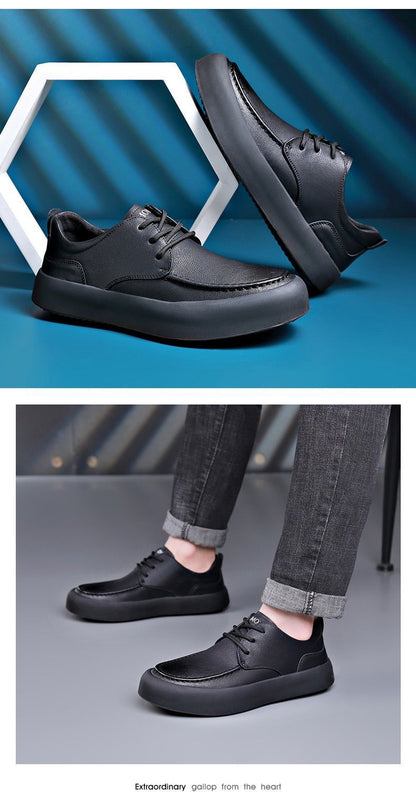 Casual Shoes Lace-up Lightweight Sole Leather Breathable Leather Shoes For Men
