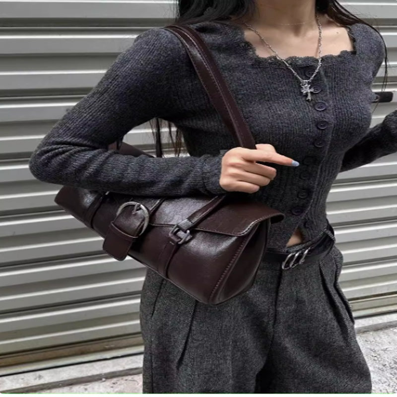 Ladies' One Shoulder Vintage Baguette Tube Handbag