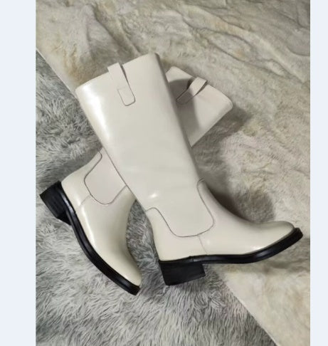 Autumn And Winter Low Heel Large Tube Circumference Calf Boots for Women