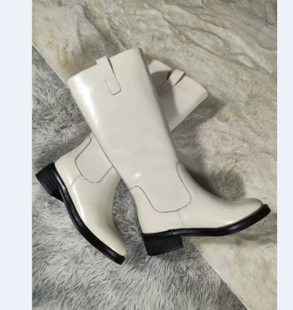 Autumn And Winter Low Heel Large Tube Circumference Calf Boots for Women