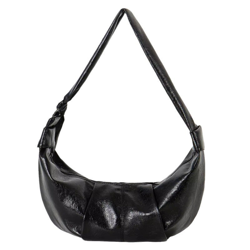 Large-capacity Retro French-style Niche Crossbody Bag A Croissant-shaped Pleated Bag