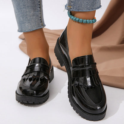 Women’s Fashion Vintage Patent Leather Shiny Shoes