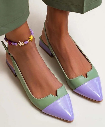 Spring 2024 Summer New Women's Shoes Pointed Flat Bottom Pumps Color Matching Low Heel Shoes