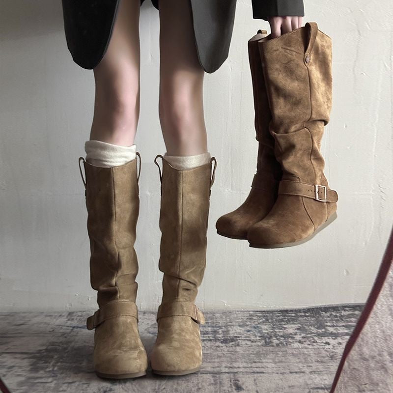 Womens Fashionable Vintage Denim Long Boots