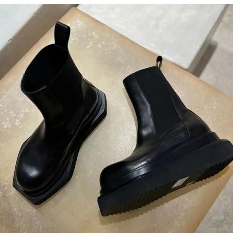 Thick Bottomed Round Head Mid-Top Barrel Handsome Women’s Boots